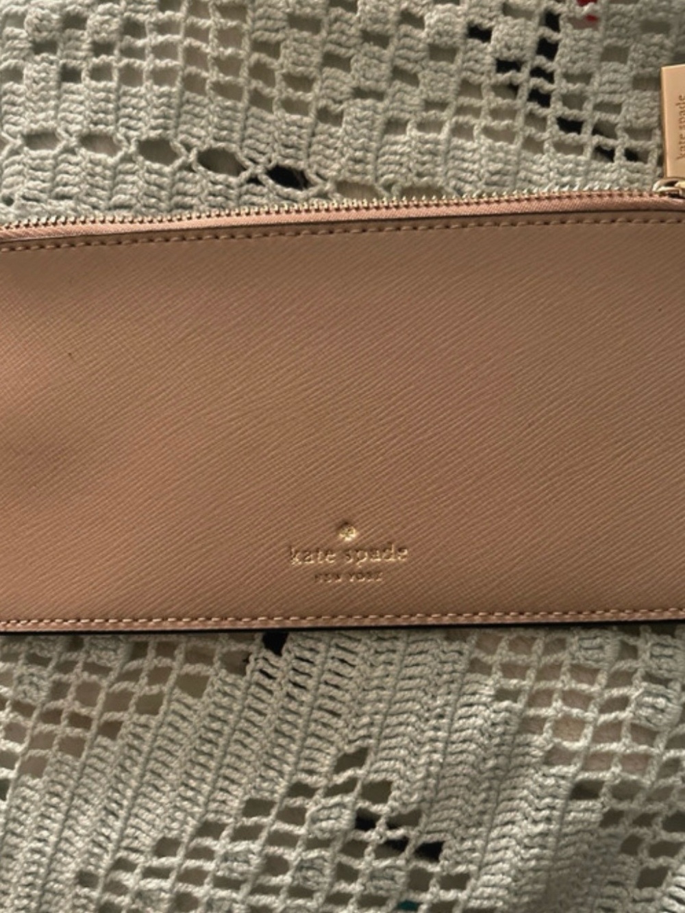 kate spade Blush Pink beige  Zip Clutch Wallet